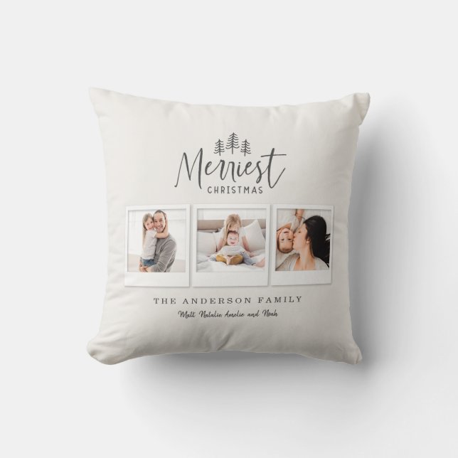 modern minimal merriest christmas cushion (Front)