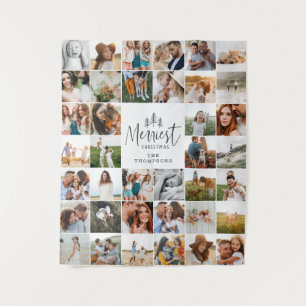 modern minimal merriest christmas multi photo gift tapestry