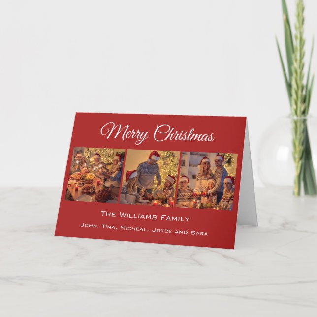 Modern Minimal Merry Christmas Family Photo Holiday Card (Front)