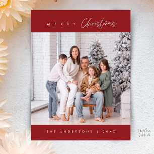 Modern Minimal, Merry Christmas Family Photo Postcard