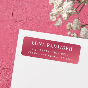 Modern minimal metallic pink return address  label