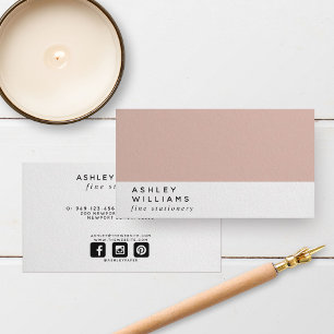 Modern Minimal Millennial Blush Pink Social Media Business Card