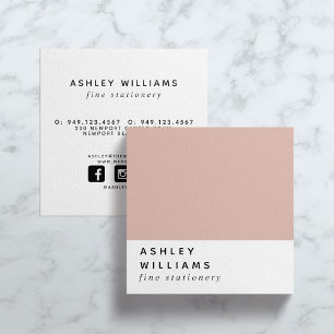 Modern Minimal Millennial Blush Pink Social Media Square Business Card