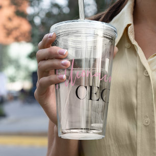 Modern Minimal Millionaire CEO Pink And Black Acrylic Tumbler