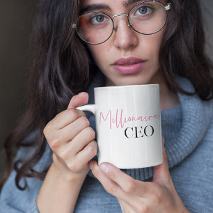 Modern Minimal Millionaire CEO   Pink And Black  Coffee Mug