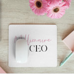 Modern Minimal Millionaire CEO | Pink And Black  Mouse Pad<br><div class="desc">Introducing the "Modern Minimal Millionaire CEO | Pink and Black" Collection! Elevate your style and make a powerful statement with our exclusive product featuring the captivating design of the text "Millionaire CEO" in a sleek combination of pink and black.</div>