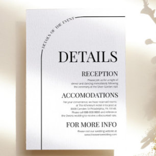 Modern Minimal Minimalist Arch Wedding Details Enclosure Card