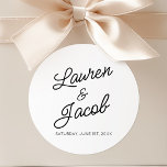 Modern Minimal Minimalist Black and White Wedding Classic Round Sticker<br><div class="desc">This is a Modern Minimal Minimalist Black and White Wedding Party Favour Stickers!</div>