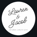 Modern Minimal Minimalist Black and White Wedding Classic Round Sticker<br><div class="desc">This is a Modern Minimal Minimalist Black and White Wedding Party Favour Stickers!</div>
