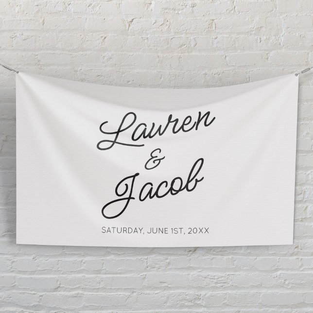 Modern Minimal Minimalist Black White Wedding Banner (Creator Uploaded)
