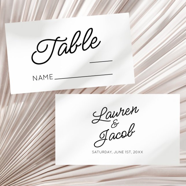 Modern Minimal Minimalist Black White Wedding Place Card (Creator Uploaded)