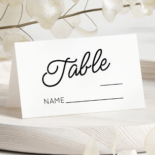 Modern Minimal Minimalist Black White Wedding Place Card