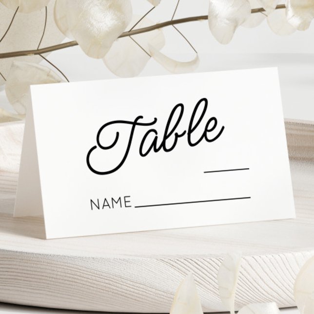 Modern Minimal Minimalist Black White Wedding Place Card (Creator Uploaded)