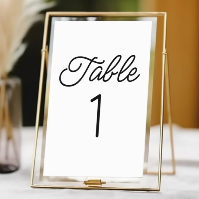 Modern Minimal Minimalist Black White Wedding Table Number (Creator Uploaded)