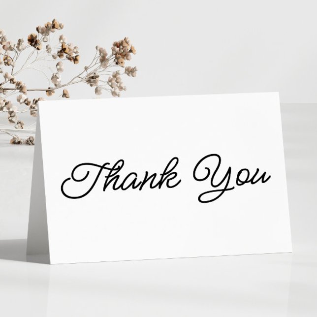 Modern Minimal Minimalist Black White Wedding Thank You Card (Creator Uploaded)