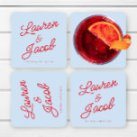 Modern Minimal Minimalist Blue and Red Wedding Square Paper Coaster<br><div class="desc">This is a Modern Minimal Minimalist Blue and Red Wedding Paper Coasters!</div>