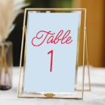Modern Minimal Minimalist Blue and Red Wedding Table Number<br><div class="desc">This is a Modern Minimal Minimalist Blue and Red Wedding Table Number!</div>