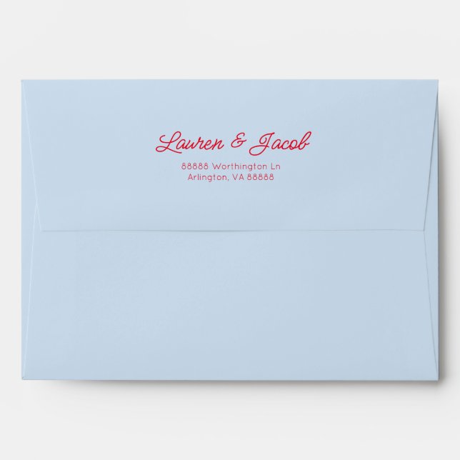 Modern Minimal Minimalist Blue Red Wedding Envelope (Back (Top Flap))