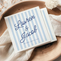 Modern Minimal Minimalist Blue Stripes Wedding