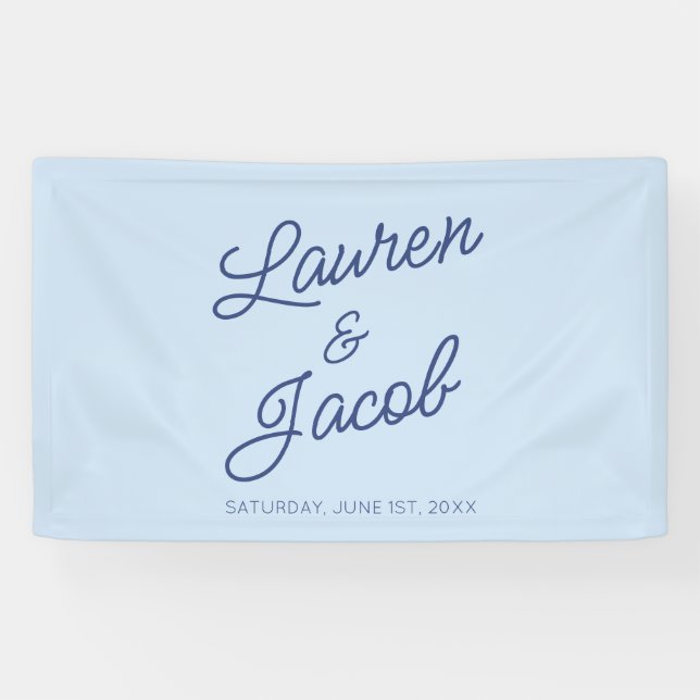 Modern Minimal Minimalist Blue Wedding Banner (Horizontal)