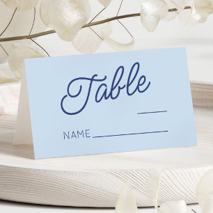 Modern Minimal Minimalist Blue Wedding Place Card