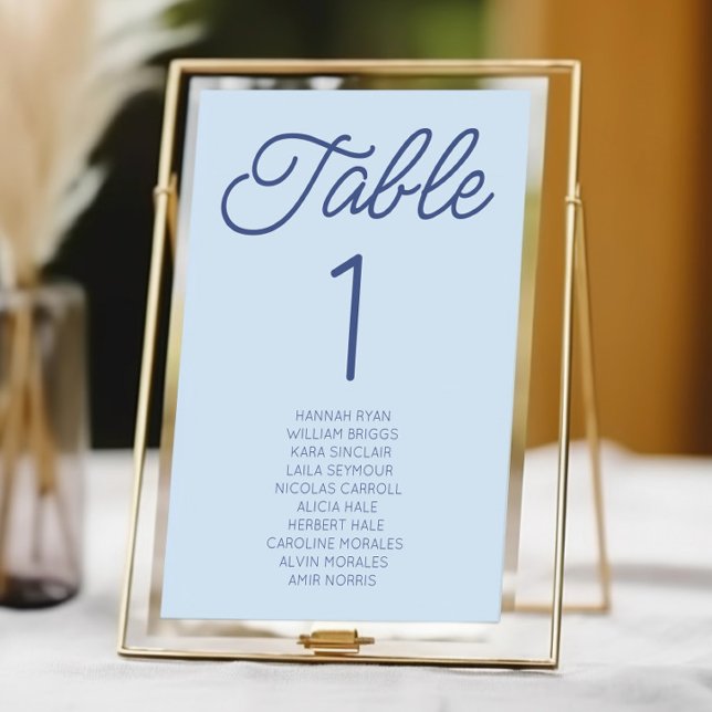Modern Minimal Minimalist Blue Wedding Table Number (Creator Uploaded)