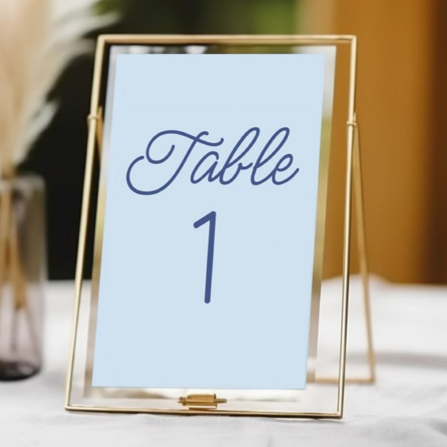 Modern Minimal Minimalist Blue Wedding Table Number (Creator Uploaded)