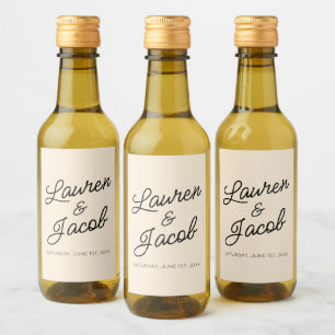 Modern Minimal Minimalist Champagne Wedding Mini Wine Label