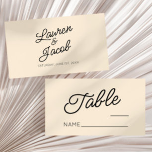 Modern Minimal Minimalist Champagne Wedding Place Card