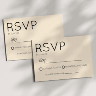 Modern Minimal Minimalist Champagne Wedding RSVP Card