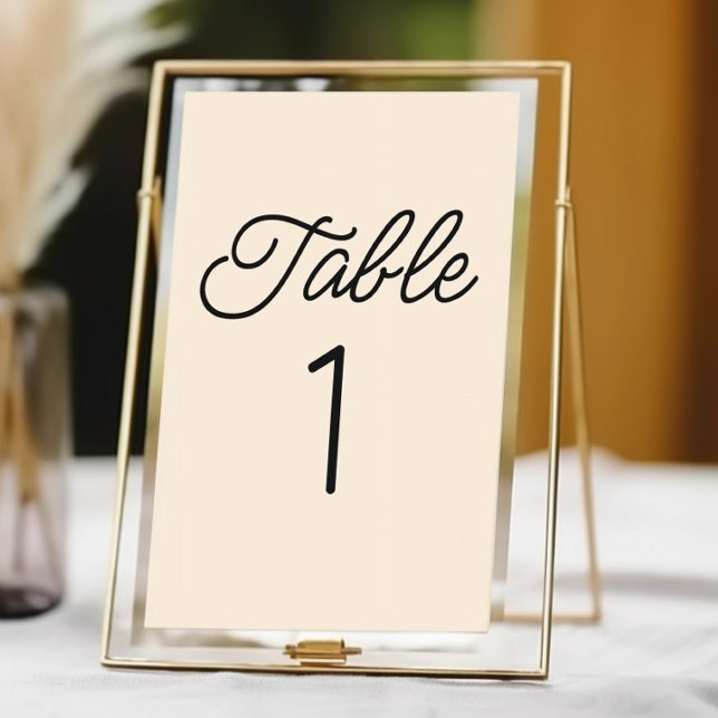 Modern Minimal Minimalist Champagne Wedding Table Number (Creator Uploaded)