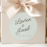 Modern Minimal Minimalist Green Wedding Classic Round Sticker<br><div class="desc">These are Modern Minimal Minimalist Green Wedding Party Favour Stickers!</div>