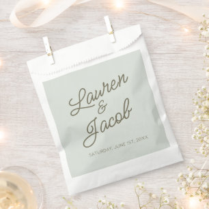 Modern Minimal Minimalist Green Wedding Favour Bag