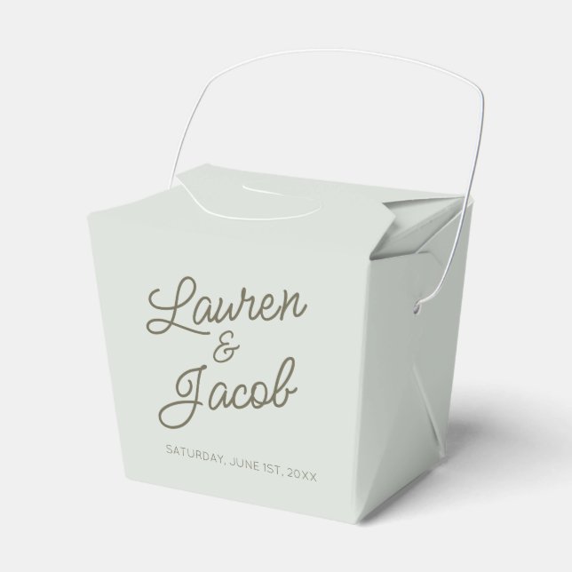Modern Minimal Minimalist Green Wedding Favour Box (Front Side)