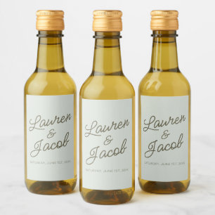 Modern Minimal Minimalist Green Wedding Mini Wine Label