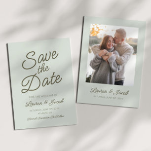 Modern Minimal Minimalist Green Wedding Save The Date