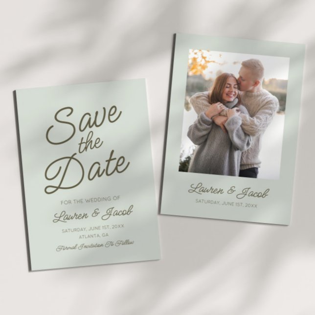 Modern Minimal Minimalist Green Wedding Save The Date (Creator Uploaded)