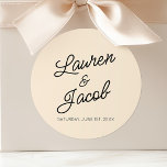 Modern Minimal Minimalist Light Champagne Wedding Classic Round Sticker<br><div class="desc">These are Modern Minimal Minimalist Light Champagne Wedding Party Favour Stickers!</div>
