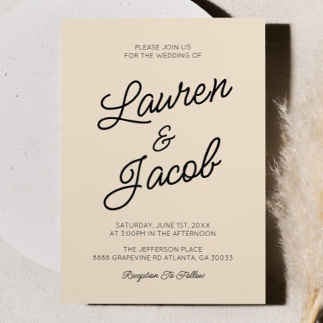 Modern Minimal Minimalist Light Champagne Wedding Invitation (Creator Uploaded)