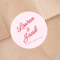 Modern Minimal Minimalist Pink and Red Wedding