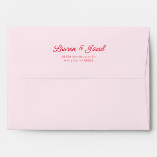 Modern Minimal Minimalist Pink and Red Wedding Envelope