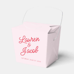 Modern Minimal Minimalist Pink and Red Wedding Favour Box