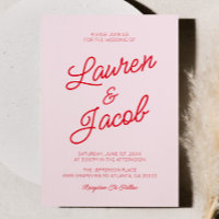 Modern Minimal Minimalist Pink and Red Wedding