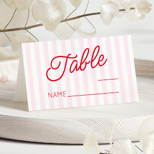 Modern Minimal Minimalist Pink and Red Wedding Place Card