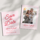 Modern Minimal Minimalist Pink and Red Wedding Save The Date<br><div class="desc">This is a Modern Minimal Minimalist Pink and Red Wedding Save The Date Card!</div>