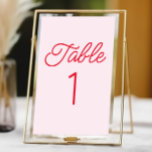 Modern Minimal Minimalist Pink and Red Wedding Table Number<br><div class="desc">This is a Modern Minimal Minimalist Pink and Red Wedding Table Number!</div>