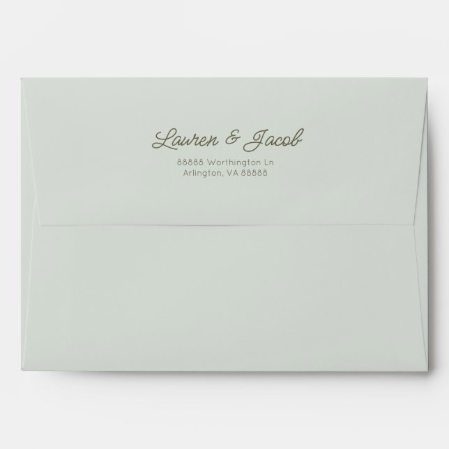 Modern Minimal Minimalist Sage Green Wedding Envelope (Back (Top Flap))