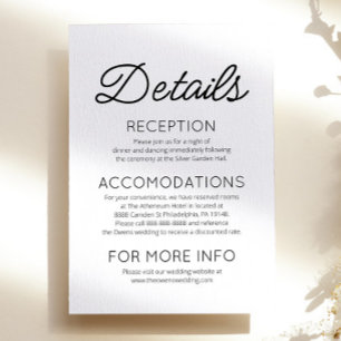 Modern Minimal Minimalist Wedding Details Enclosure Card