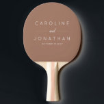 Modern Minimal Mocha Brown Custom Wedding Names Ping Pong Paddle<br><div class="desc">Elevate your wedding celebration with this Modern Minimalist Custom Wedding Names Ping Pong Paddle in a chic mocha brown design. Featuring sleek typography and a clean, contemporary style, this paddle adds a personalised touch to your special day. Perfect for wedding games or as a unique keepsake, customise it with the...</div>