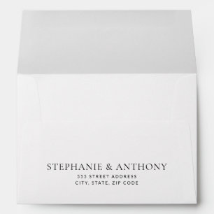 Modern Minimal Monogram Black and White Wedding  Envelope